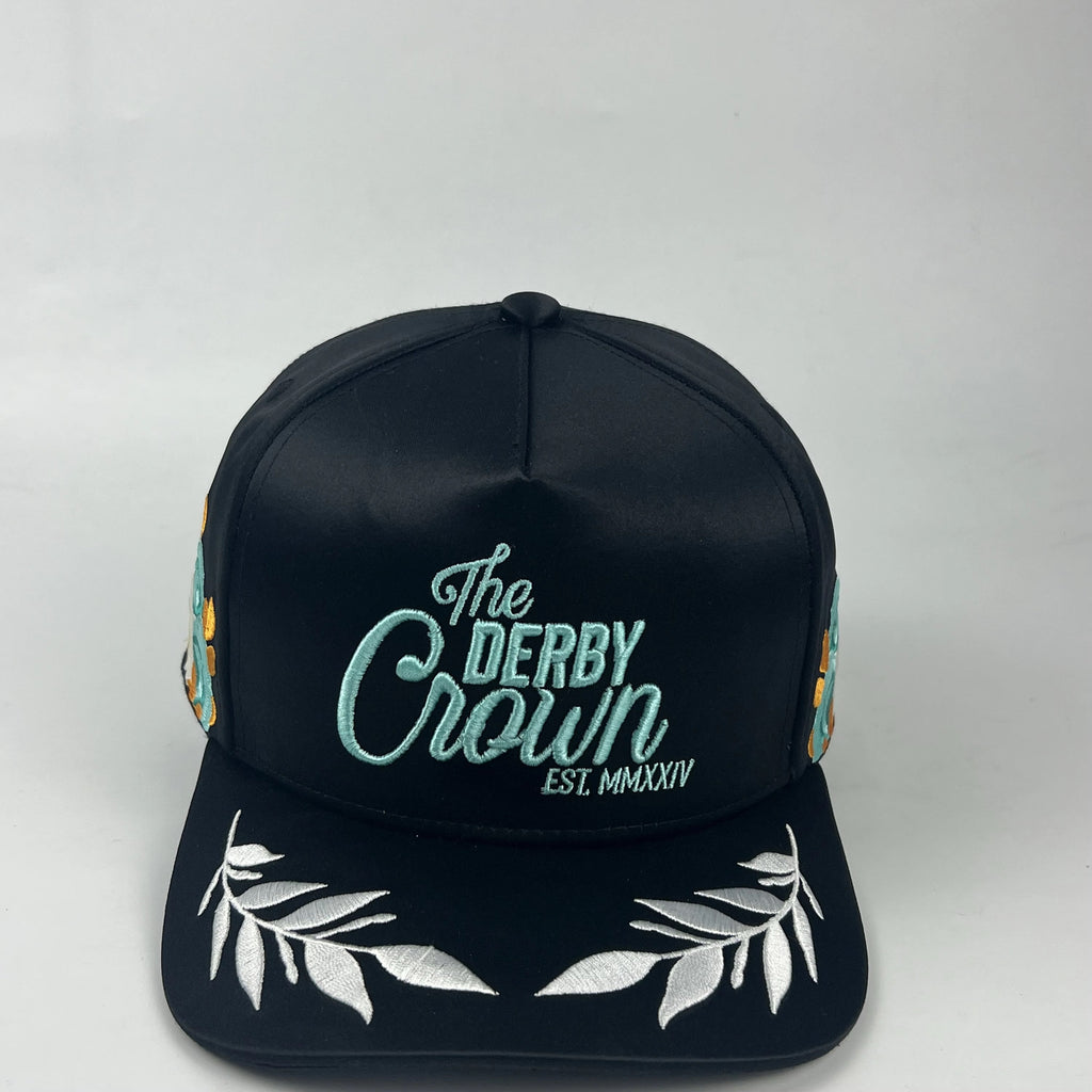 The Derby Crown Black & Baby Blue Satin-Lined Snapback