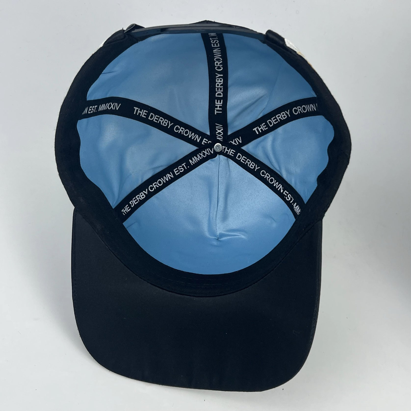 The Derby Crown Black & Baby Blue Satin-Lined Snapback