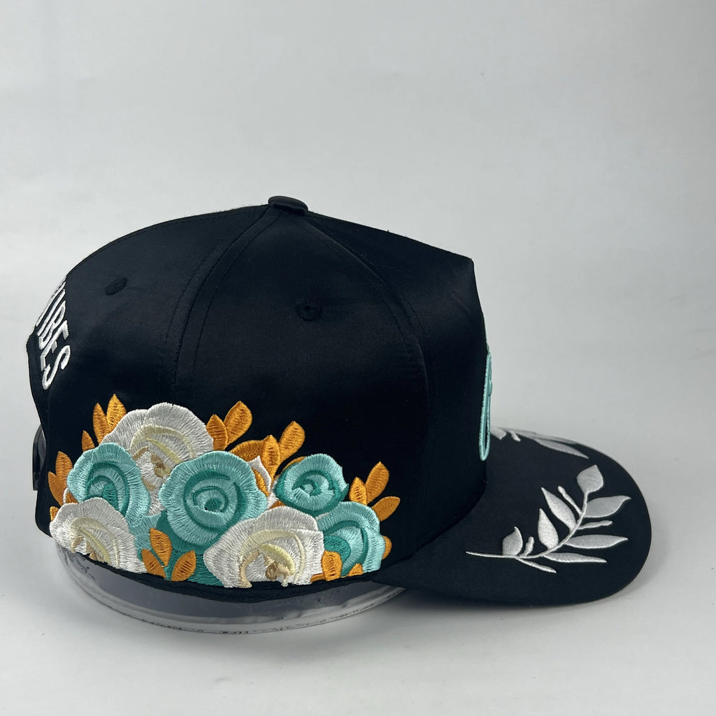 The Derby Crown Black & Baby Blue Satin-Lined Snapback