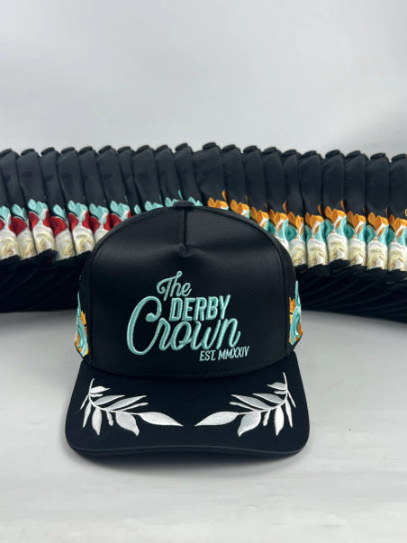 The Derby Crown Black & Baby Blue Satin-Lined Snapback